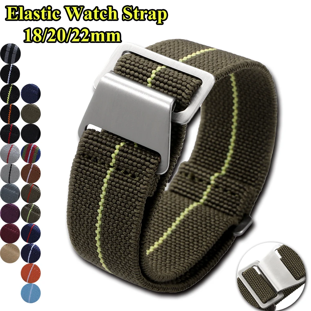 Canvas Strap Watch - Correa de reloj elástica de 18mm,