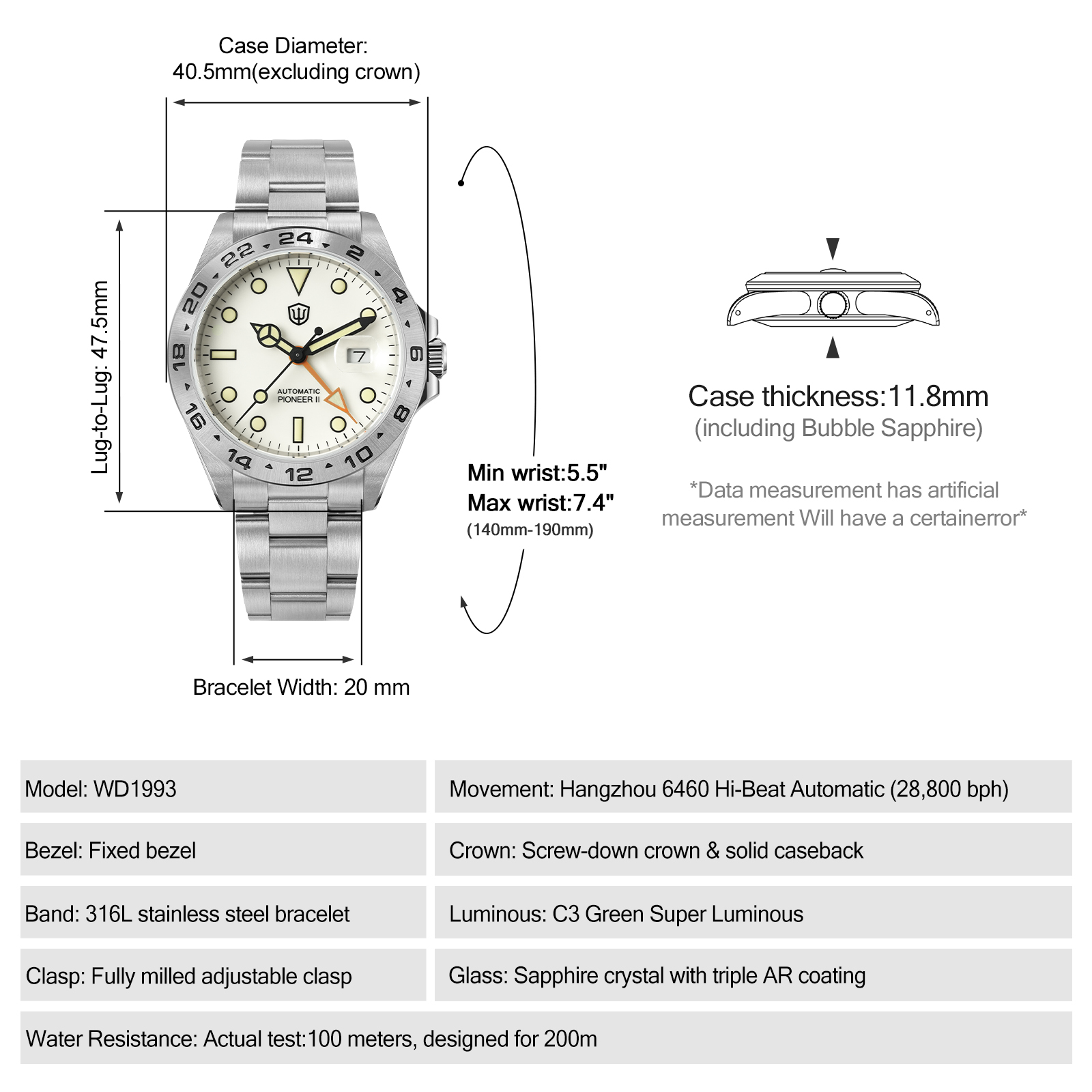 Reloj Watchdives WD1993 de 40  - Rolex Watch Submariner reseña y precio